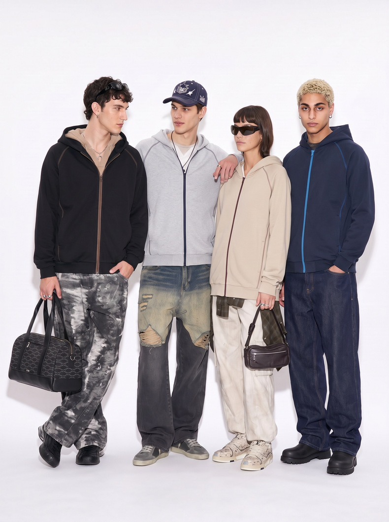 Inflation 325g Fleece Color-Block Zip Hoodie
