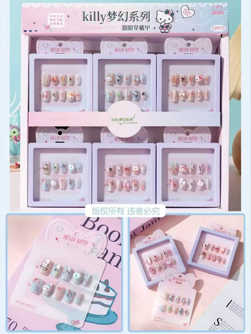 Estampado de ojos de gato con armadura, pegatinas de uñas con gelatina, dibujos animados de estudiantes lindos, desmontables, ponis con armadura image 11
