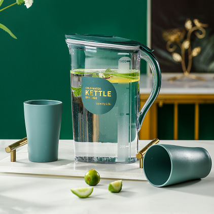 Cold kettle home set large capacity plastic high temperature resistant office juice cold white open with cup cold kettle set