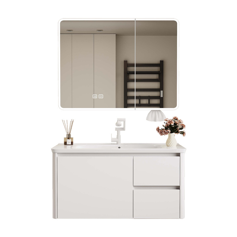 Nuevo gabinete de lavabo integrado de rejilla lateral, gabinete de baño a prueba de humedad, cajón de abeja, gabinete de almacenamiento de espejo inteligente