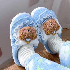 可爱棉拖鞋女冬季卡通家用室内居家居保暖防滑厚底情侣新款毛拖鞋