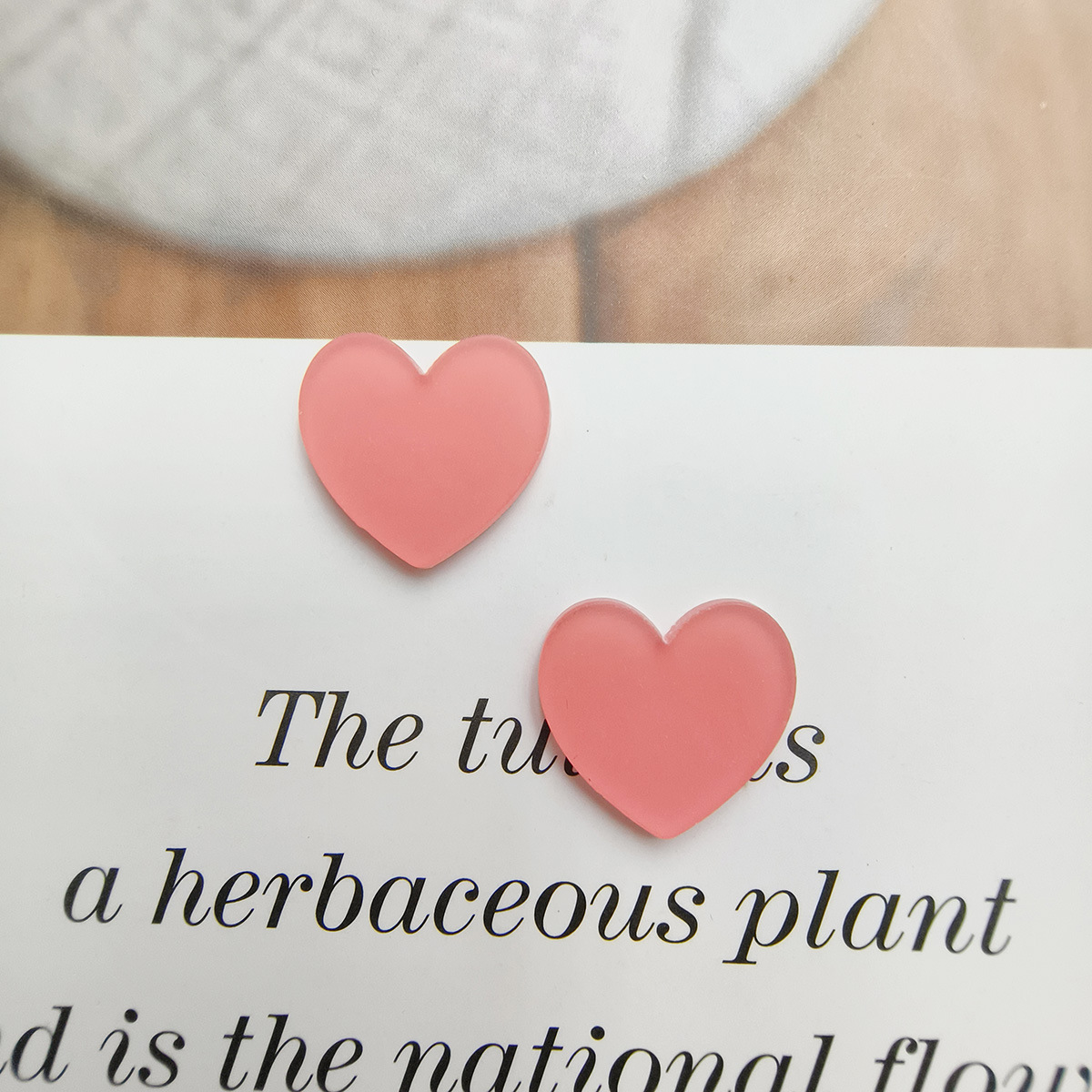 Color caramelo melocotón corazón jalea esmerilado acrílico amor ciruela DIY accesorios tocado accesorios horquilla accesorios joyería