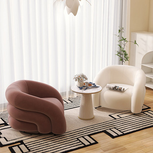 Cream Style Single Sofa Chair Lazy Net Red Single Chair Sofa Small Apartment Balcony Designer Leisure Chair Home