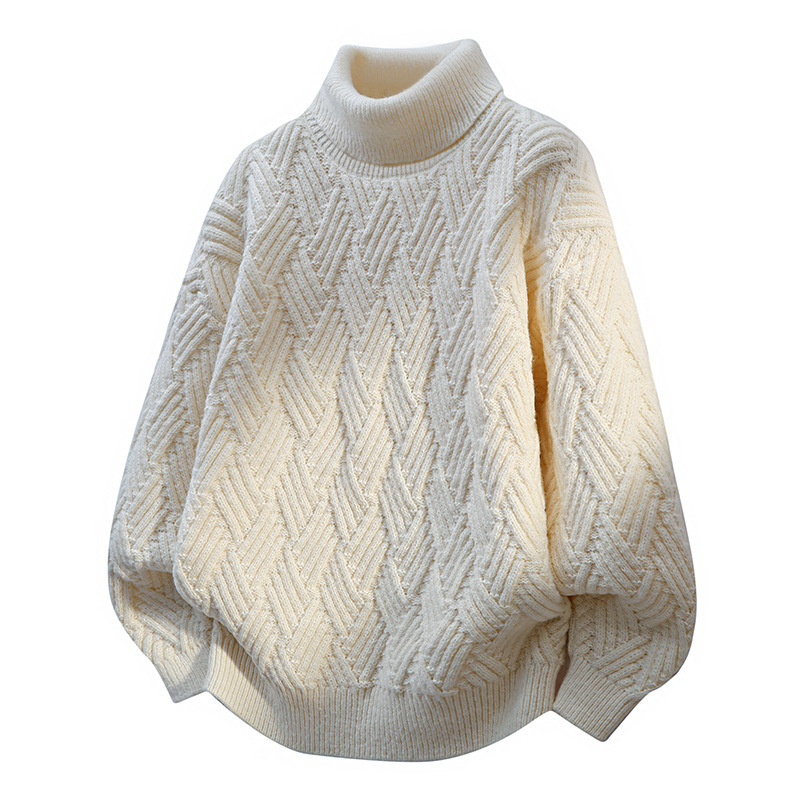 High-Neck Casual Sweater, New Autumn and Winter Style, Loose-Fitting Base Layer for Plus-Size Teenagers, Thick Knit Sweater High-Neck Casual Sweater, New Autumn and Winter Style, Loose-Fitting Base Layer for Plus-Size Teenagers, Thick Knit Sweater