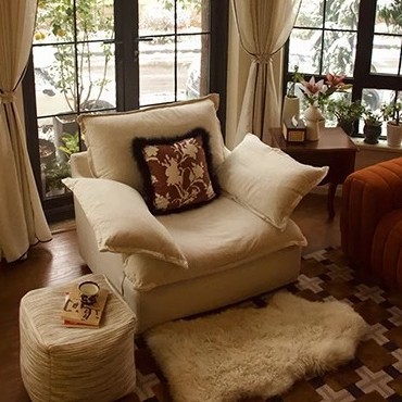 Sofá de otoño estilo japonés sofá de nube de viento tranquilo sala de estar medieval línea directa desmontable sofá de tela de viento de crema