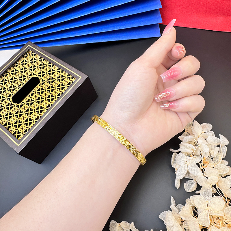 No se desvanece durante mucho tiempo, brazalete de hielo roto, sentido avanzado para damas, brazalete de oro de arena vietnamita, simulación de latón, joyería explosiva en vivo