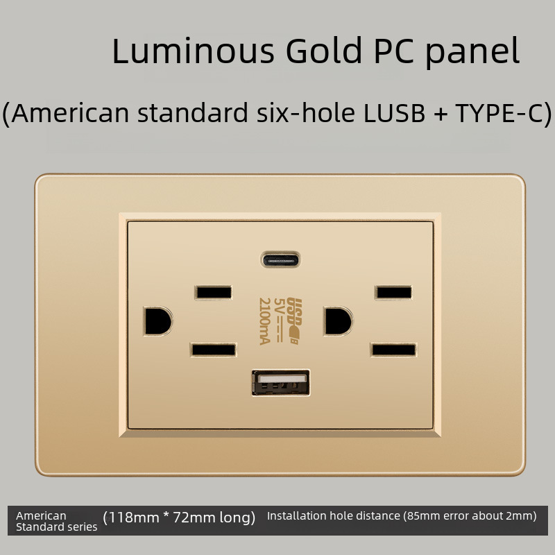 South American Taiwan US standard 110V 16A concealed installation 118 type USBC2.1A wall socket Vietnam foreign trade panel 