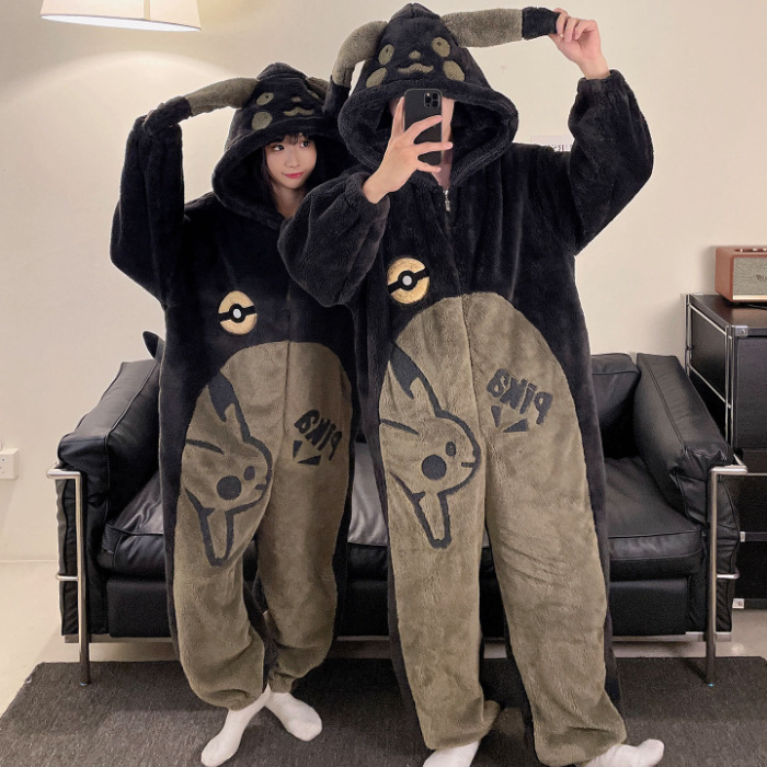 2025 nueva pareja unida hombre pijama de invierno peluche extraño lindo dibujos animados chica ropa de casa conjunto