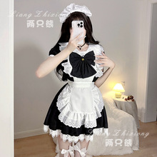 日系黑白色女仆装Lolita软妹裙动漫公主大裙摆cos服女佣制服套装