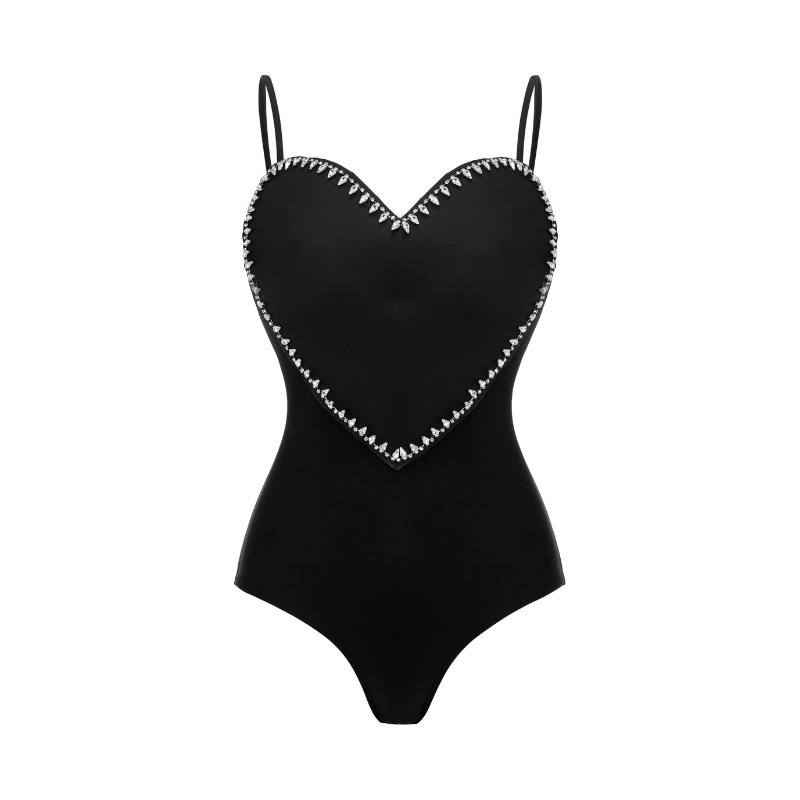 Mujeres Glamour Sexy Playa Forma De Corazón Diamante De Imitación Una Pieza Traje De Baño display picture 2