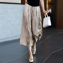 宽松舒适八分群裤纯色阔腿裤韩版休闲百搭通勤日常凉快夏季妈妈裤