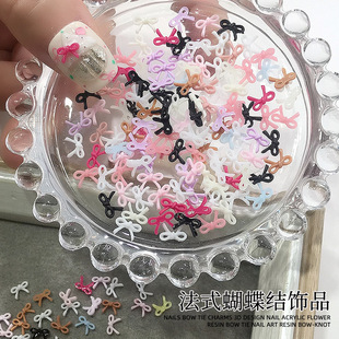 H261 Wearable Nail Accessories Mini Bow Nail Art Accessories Wholesale Ice Transparent Color French Resin Nail Decoration