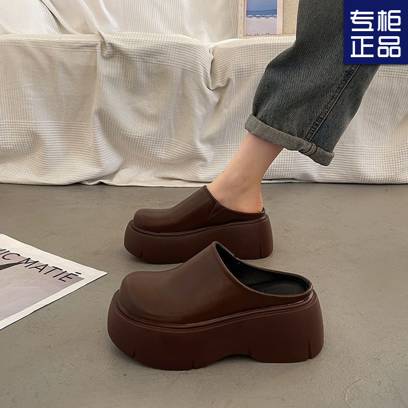 Super Hot Internet Celebrity Thick Bottom Height Raise Slippers Women's 2024 Spring and Autumn New Hot Style Outer Wear Super High Heel Baotou Half Slippers Super Hot Internet Celebrity Thick Bottom Height Raise Slippers Women's 2024 Spring and Autumn New Hot Style Outer Wear Super High Heel Baotou Half Slippers