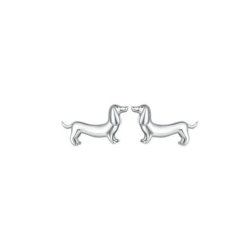 925 silver needle dachshund dog shaped earrings, unique personality, sweet and cool niche earrings, creative animal earrings