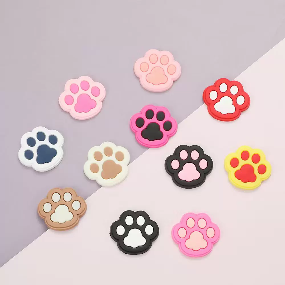 可定制 跨境热销猫咪爪印洞洞鞋配饰PVC软胶鞋配件鞋扣装饰扣鞋花