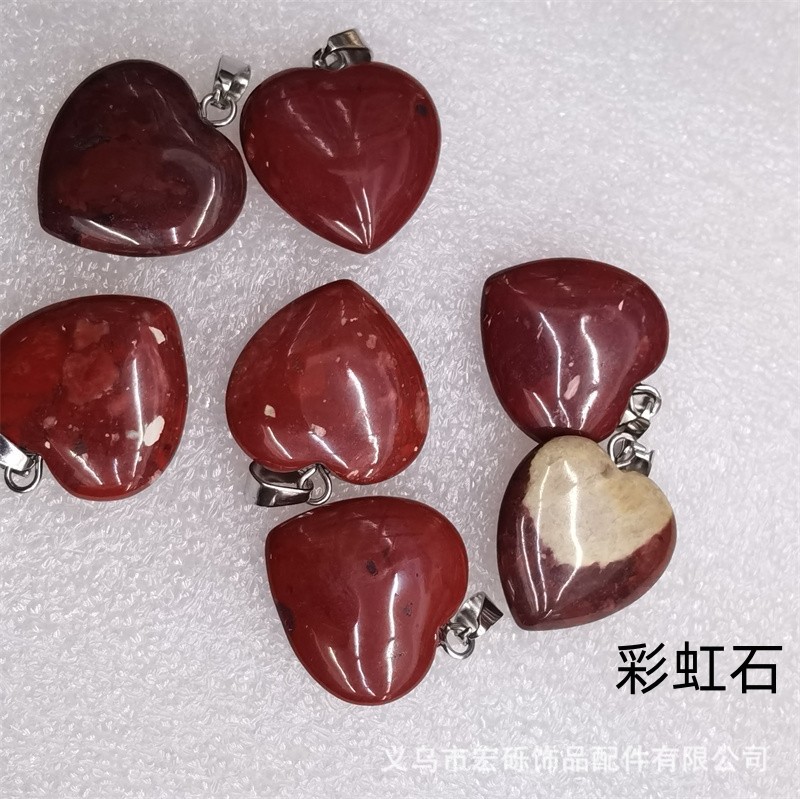 Natural cristal ágata Dongling Jade de doble cara en forma de corazón de amor colgante collar de accesorios de la joyería de la joya de la fábrica al por mayor
