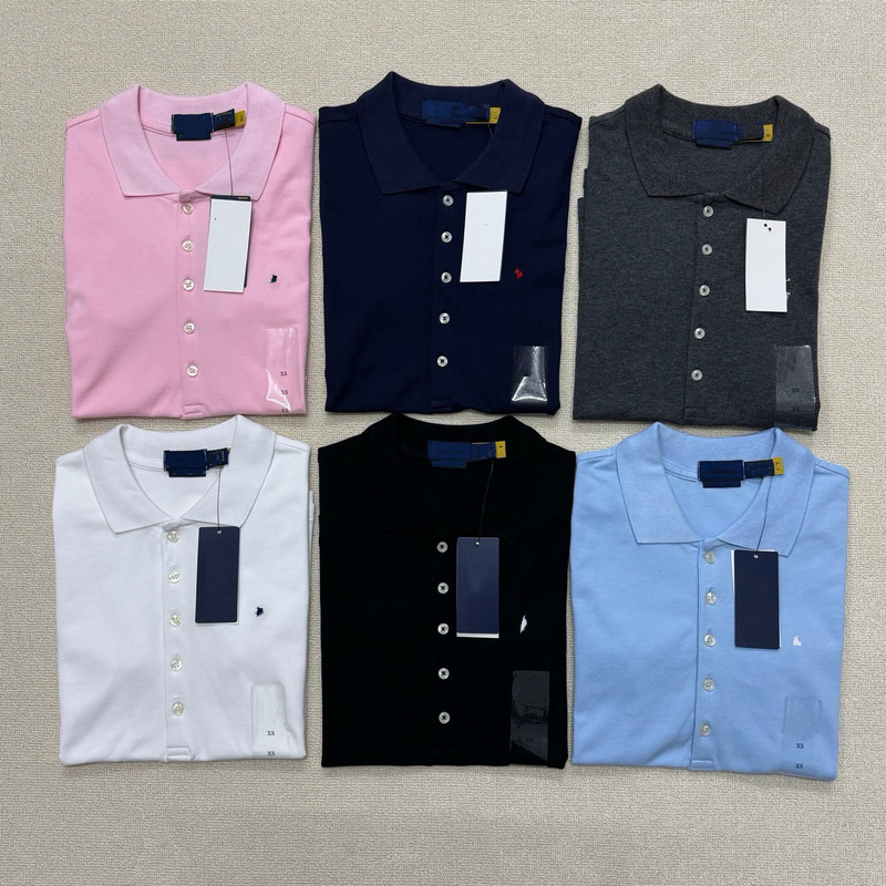 High-Quality Export Product~Scannable Qr Code~Five-Button Pony Embroidery Polo Shirt Women's Short-Sleeve Turn-Down Collar T-Shirt for Summer