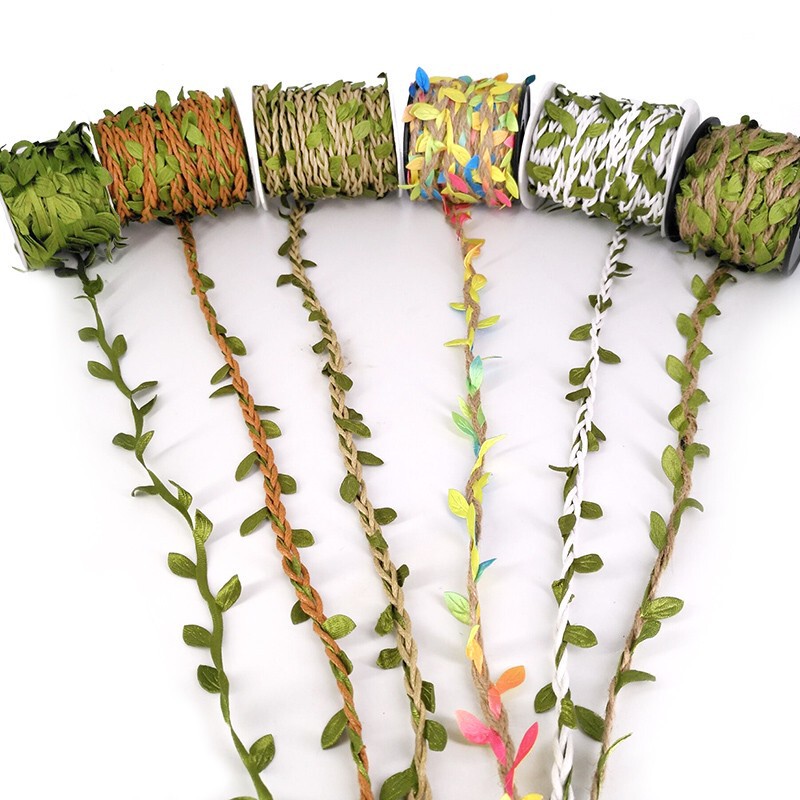 DIY simulation decoration rattan green leaf braid leaf hemp rope kindergarten natural angle environment layout material 10 meters DIY simulation decoration rattan green leaf braid leaf hemp rope kindergarten natural angle environment layout material 10 meters