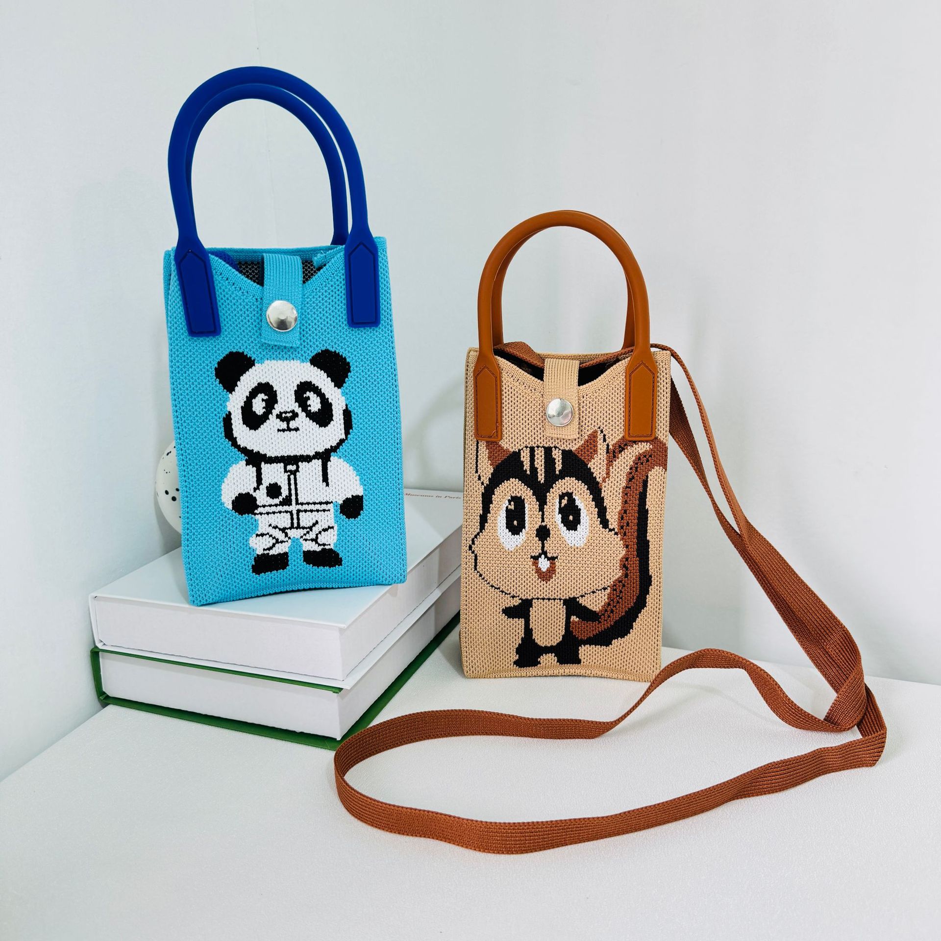 Spring and Summer New Cute Cartoon Knitted Mobile Phone Bag Niche Fashion All-match Crossbody Bag Outgoing Portable Coin Purse Bag