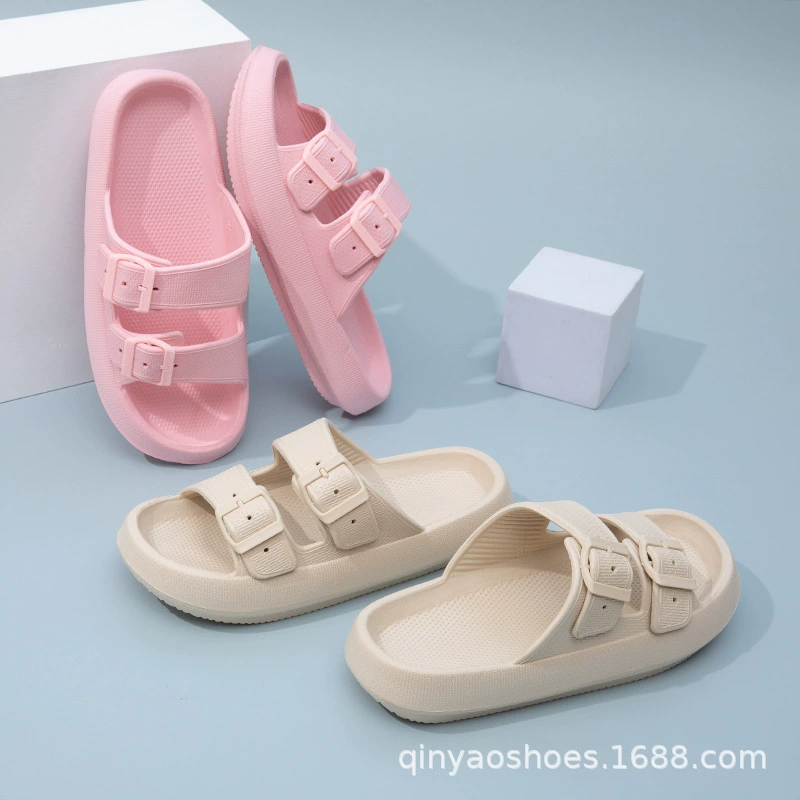 Двойная полоса топает на фекалии EVA тапки дамы тапочки для летней купания