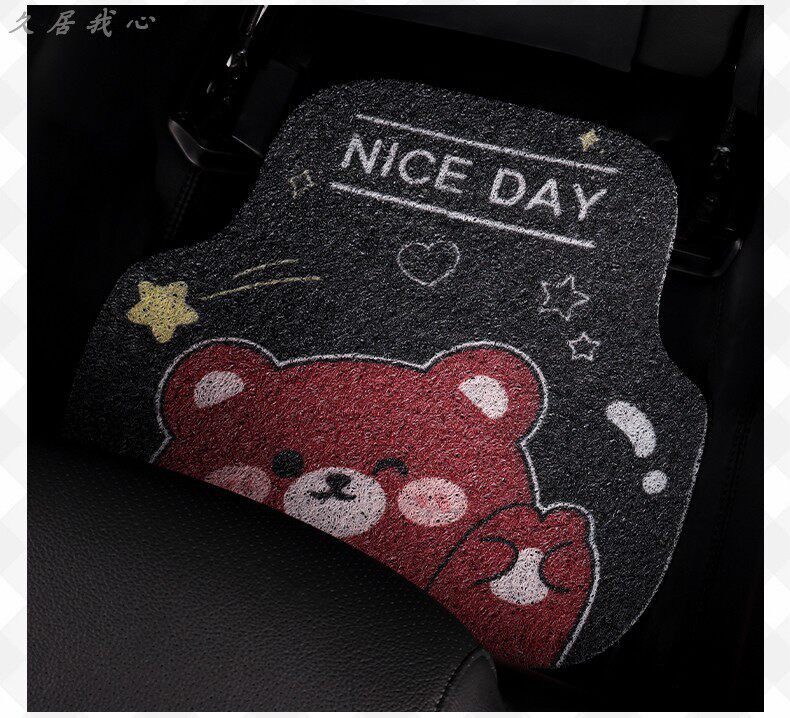 Car floor mats for the driver's and rear seats, cute, wear-resistant, dirt-resistant, easy to clean, new carpet-style floor mats for women