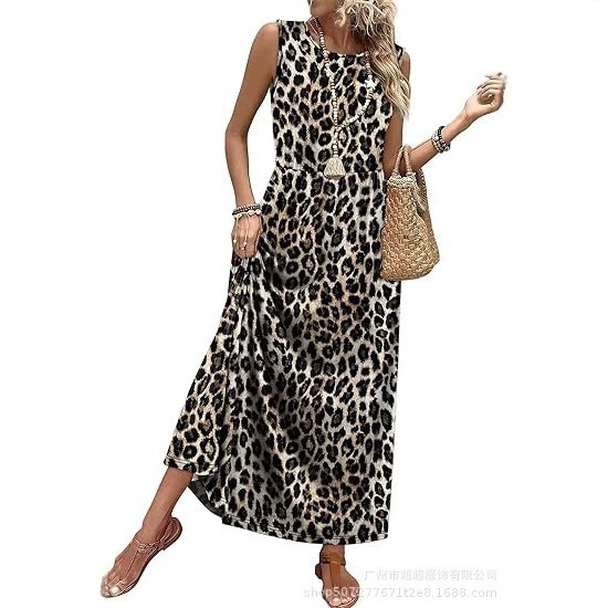 2026 Amazon Independent Site Hot-Selling New Summer Style Pocket Print Flowy Sleeveless Tank Dress Ultra-Long Dress
