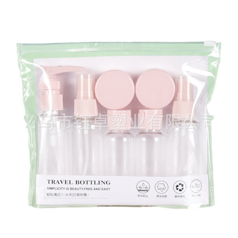 Traje de botella de plástico traje de viaje en stock descuento 60ML botella de cuidado de la piel lavado traje de baño portátil