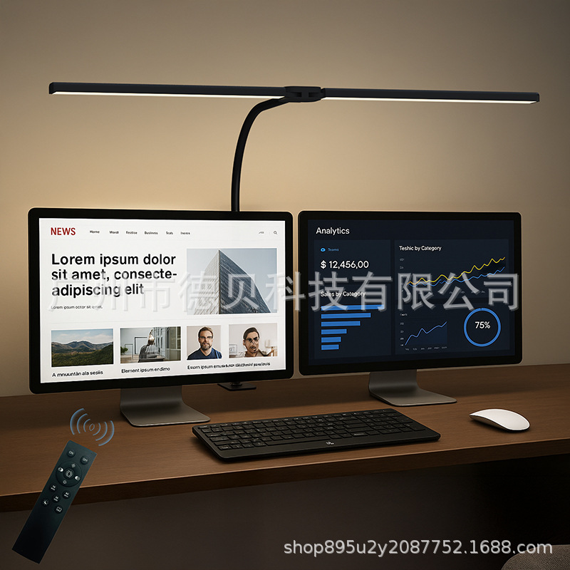 Computer Screen Eye Protection Table Lamp Desktop Learning Special Lamp Bedside Reading Work Office Double Clip Table Lamp
