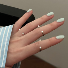 小香风个性珍珠戒指女小众设计感冷淡风时尚气质纯银食指戒新款