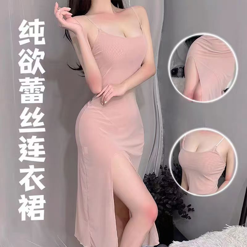 Mu Xue 1189 섹스 란제리 여성의 섹시한 순수한 욕망 슬링 스플릿 나이트 가운 오픈 파일 유혹 원피스 무료 관점