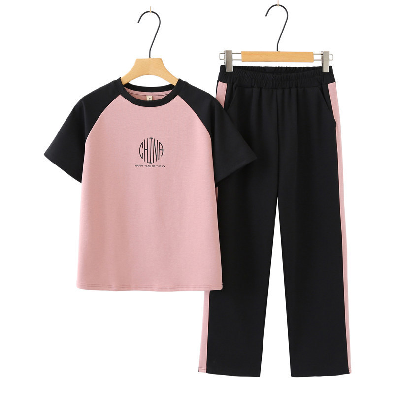 Mom's Summer Casual Sports Pure Cotton Suit New Style Middle-Aged and Elderly Women's Summer Short-Sleeved T-Shirt Loose Two-Piece Set Mom's Summer Casual Sports Pure Cotton Suit New Style Middle-Aged and Elderly Women's Summer Short-Sleeved T-Shirt Loose Two-Piece Set