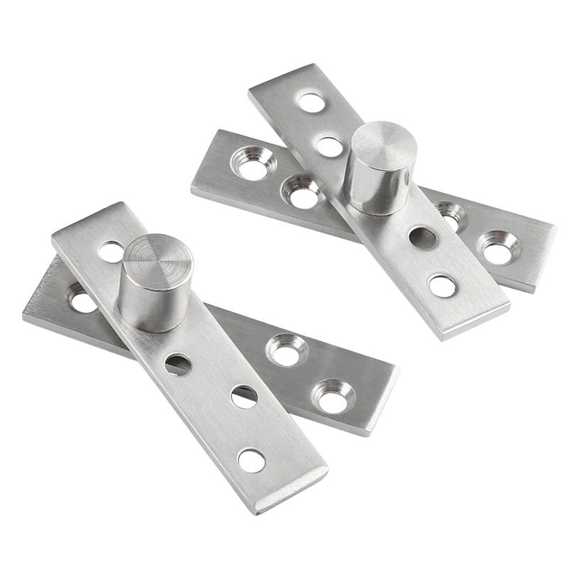 Fábrica en stock al por mayor de 360 grados de acero inoxidable eje giratorio de madera puerta superior e inferior bisagra posicionamiento mundo eje oculto bisagra