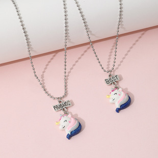 Cross-border good friend children's necklace suit cartoon small animal pendant clavicle chain cute sweet children's necklace
