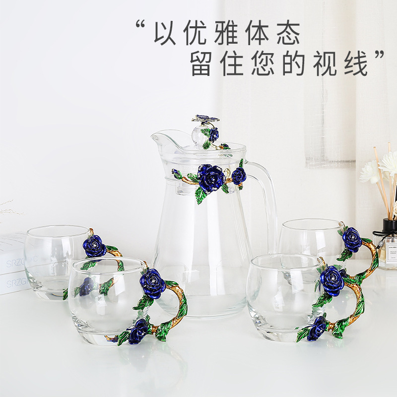 Rose esmalte taza de vidrio hogar resistente a altas temperaturas taza de separación de té de oficina juego de té pareja taza de regalo fábrica