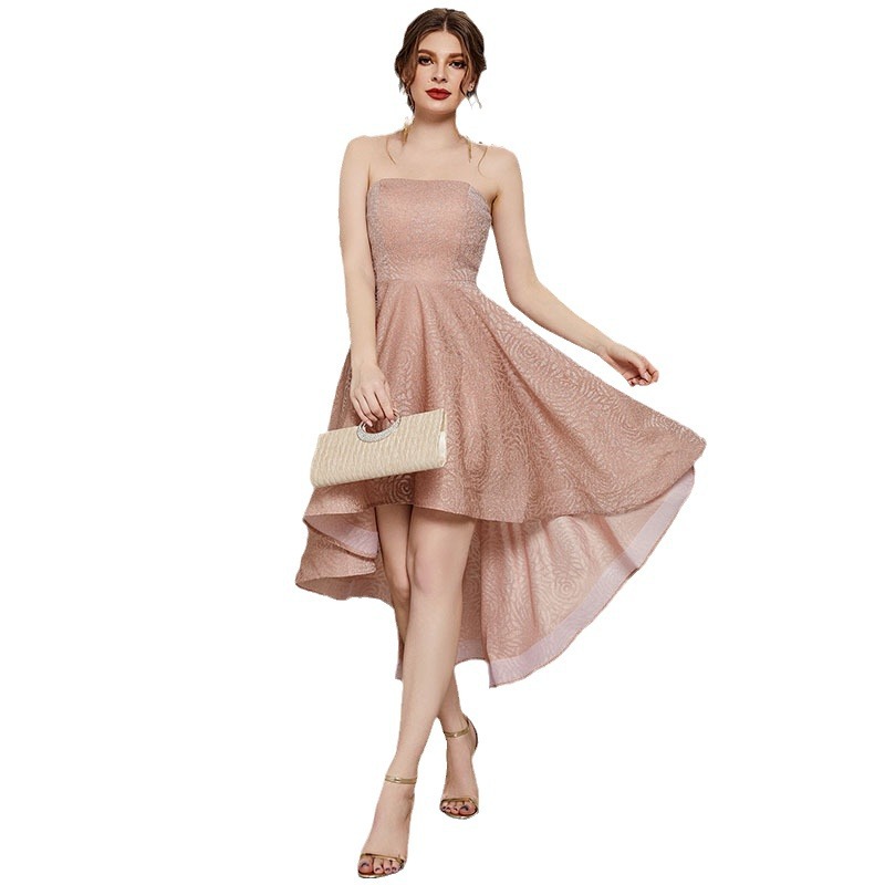 Vestido de noche estilo nuevo sin tirantes, corto por delante y largo por detrás, para fiesta de Navidad o ceremonia de mayoría de edad, venta directa de fábrica. image 6