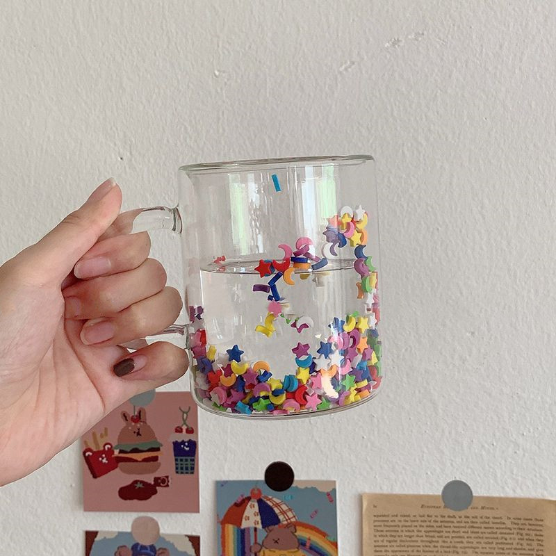 Double Glass Water Cup With Star And Moon Design For Children_voghion.com