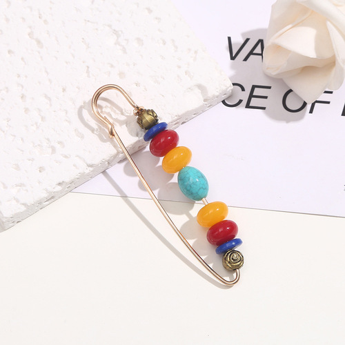 Nation-style pearl waist tie, belt waist adjustment pin to fix clothes, prevent exposure, pearl brooch wholesale