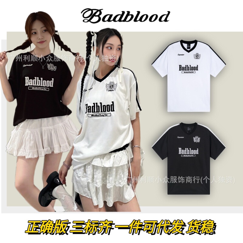 Spot Correct Version Badblood American Retro Jersey Women's Summer Loose Casual Versatile Casual Short-Sleeved T-Shirt