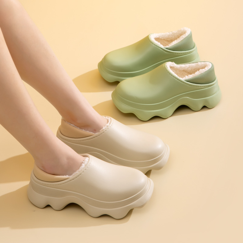 女士棉鞋2022新款冬季全包加绒棉鞋软底时尚外出鞋现货高跟棉拖鞋
