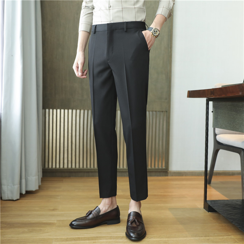 Pantalones de traje de verano nuevos hombres Pantalones de traje de estilo británico pantalones de traje de ajuste delgado pantalones cortos de hombres de moda guapos pantalones de traje de Corea del Sur hombres