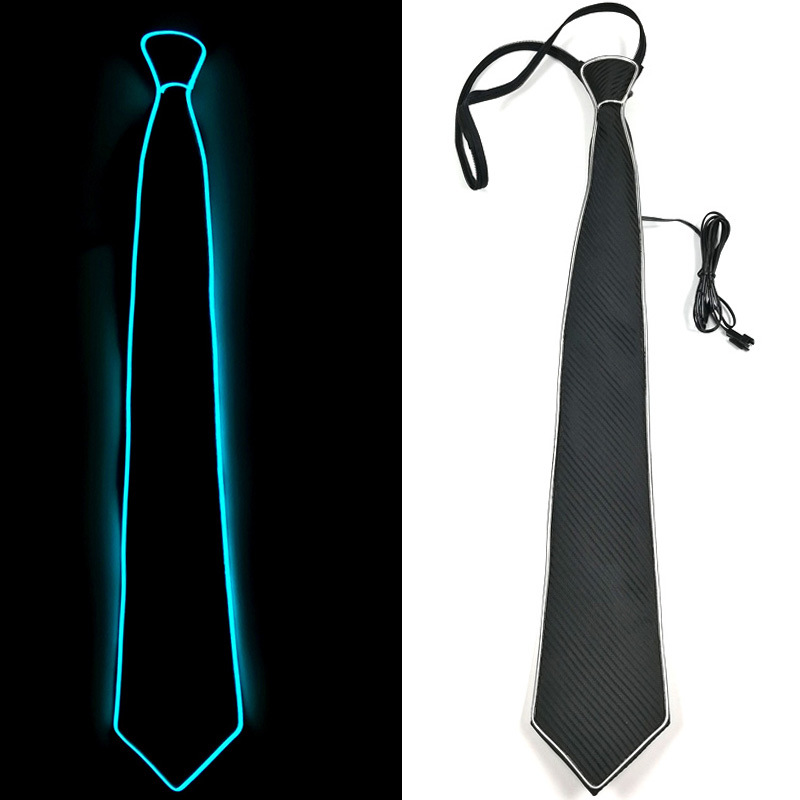 Corbata LED novedosa con luz EL para fiestas de disfraces, bares, accesorios de iluminación para discotecas, corbata intermitente con diez opciones de color.