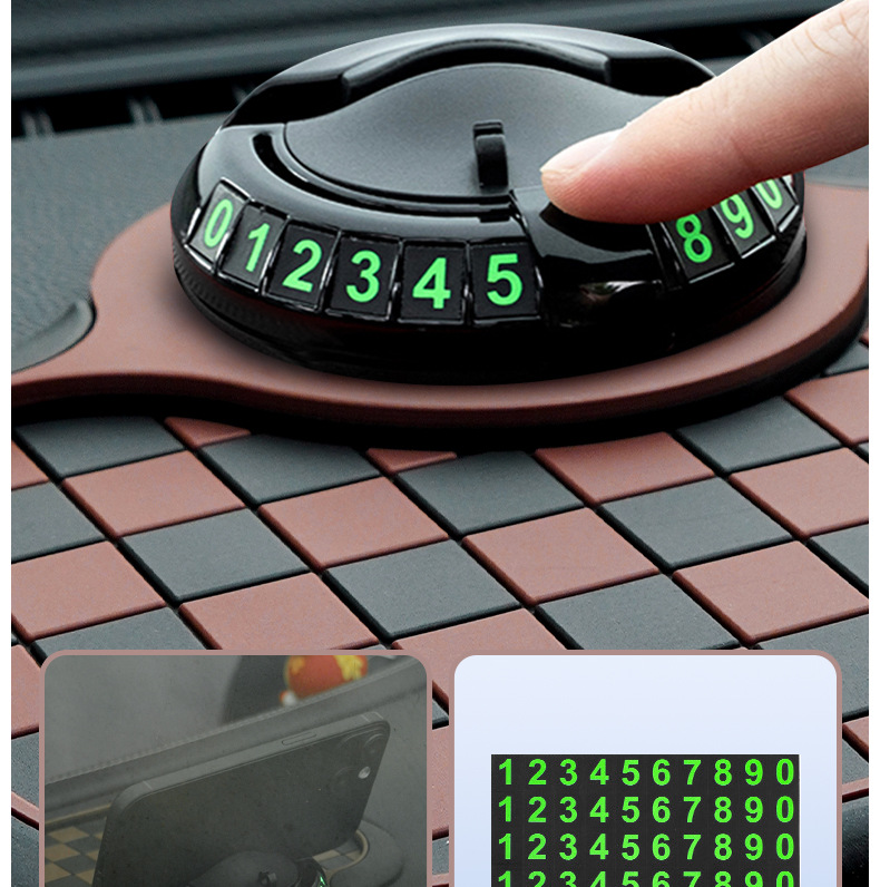 Car multi-function chessboard anti-slip mat digital mobile license plate mobile phone bracket center console storage storage pad