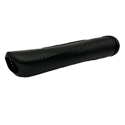 Cross-Border Universal Car Gear Shift Lever Handbrake Leather Hand-Stitched Brake Lever Decorative Protective Cover Gear Shift (Sürətlər qutusu və əl tormozu başlıqları) - black-leather-and-black-thread