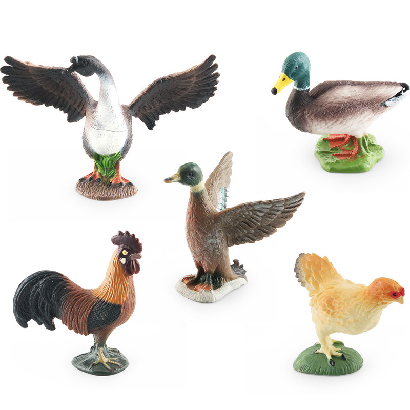 Simulación de exportación transfronteriza granja aves de corral pollo pato ganso modelo cognitivo de los niños pollo pato ganso decoración adornos de escritorio estáticos