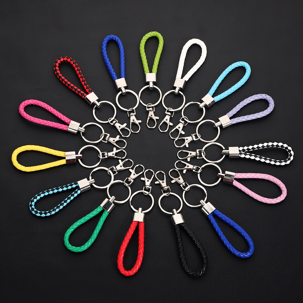 手工编织绳钥匙扣防丢汽车挂件PU皮绳钥匙圈配件包包挂饰创意礼品