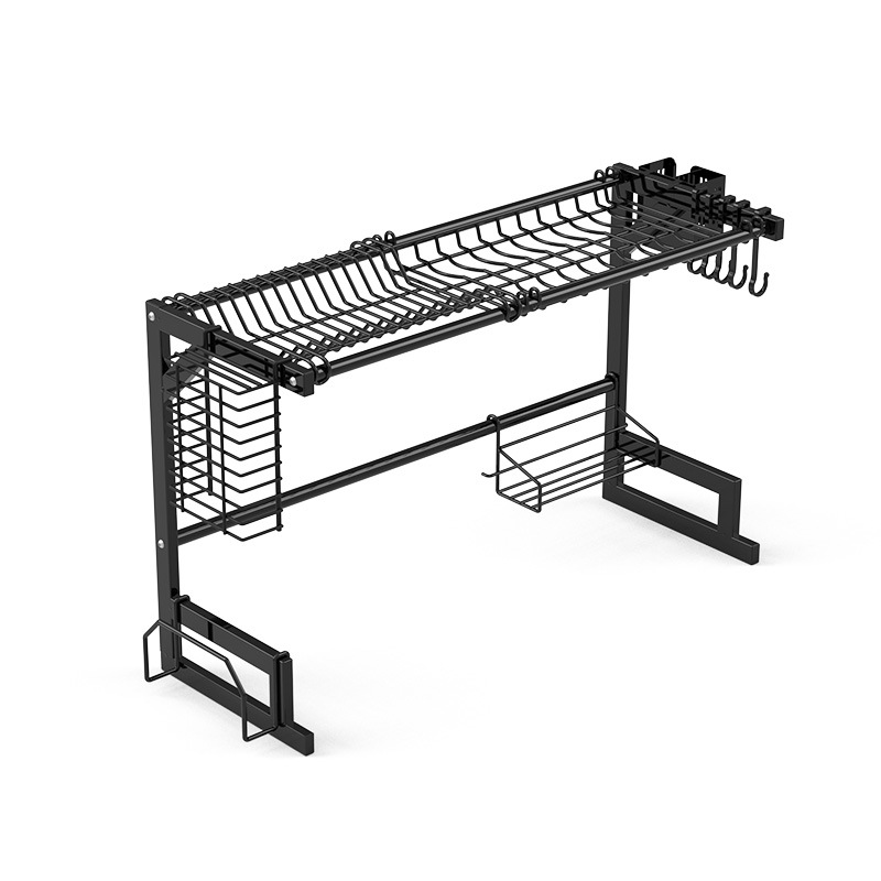 Sudeste asiático cocina transfronteriza fregadero de acero al carbono negro estante de drenaje estante de almacenamiento de mesa estante de tazón estante de almacenamiento de plato