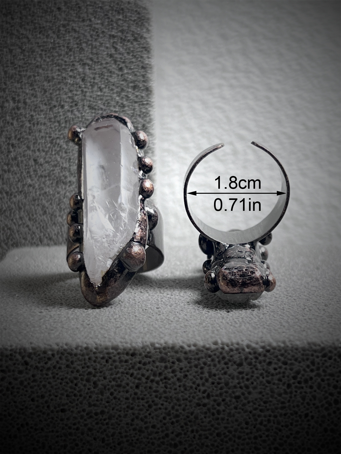Open Rings Classification Unisex White Crystal Copper Healing Geometric Open Rings Healing Crystals Jewelry