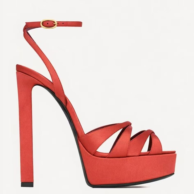 2026 European and American Foreign Trade New Fashion Round-Toe Open-Toe Chunky High Heel Platform Roman Strap Peep-Toe Large Size Sandals