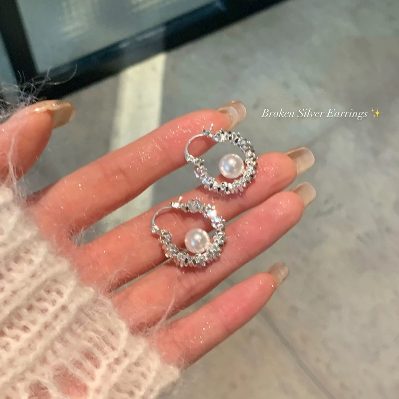 Старинные серьги S925 серебряная игла — жемчужина, кольцо и геометрические стили, легкие 0.005 кг