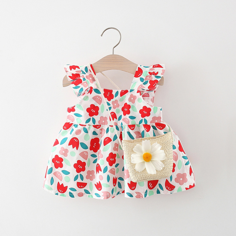 Ropa de niños al por mayor 1688 verano nuevo vestido de niña niña niña vestido de princesa de mangas de viento idílico